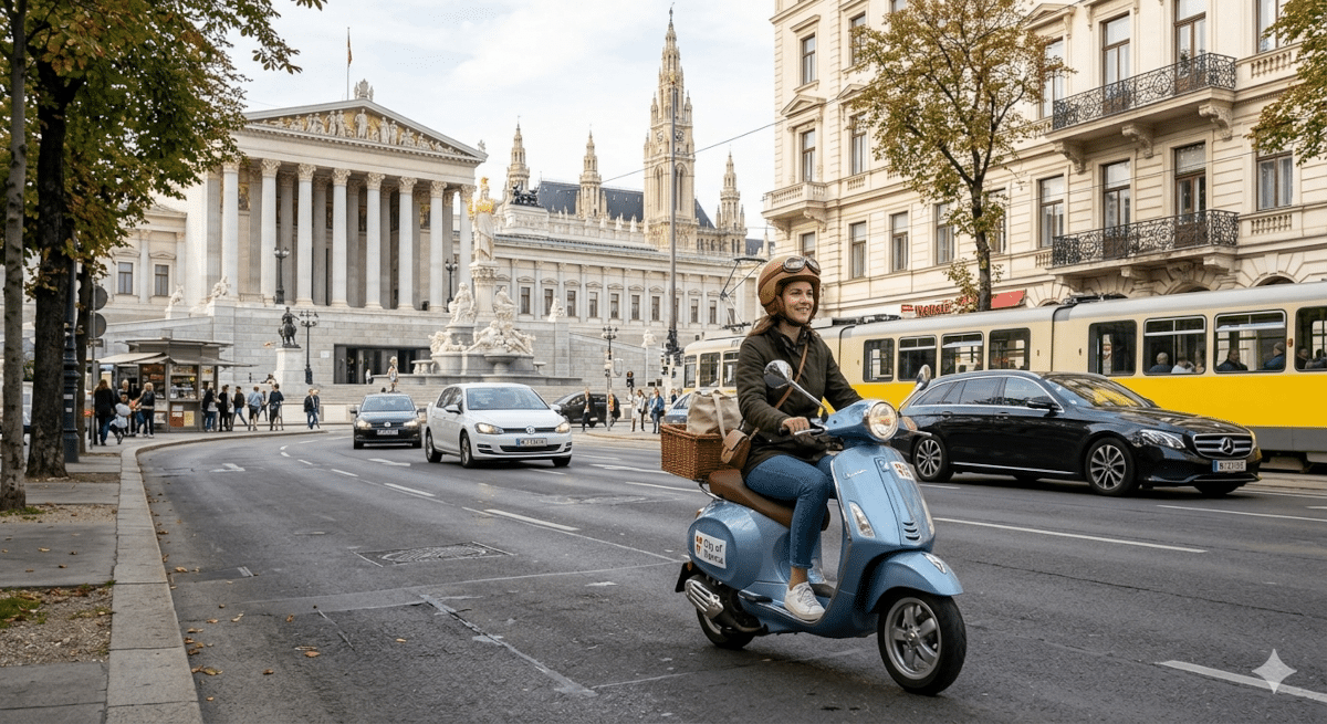 mit Code 111 auch mit dem Roller durh die Stadt